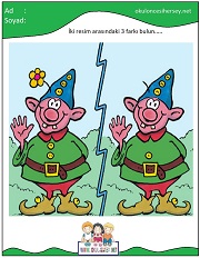 okul öncesi İki Resim Arasındaki Farkı Bul